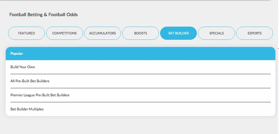 BetVictor bet builder
