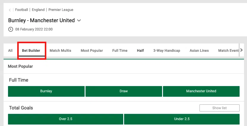 Unibet bet builder